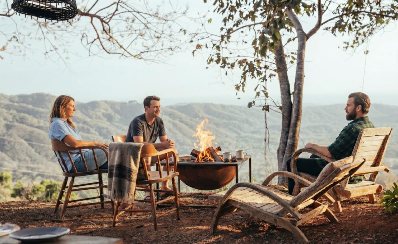 Friends around the firepit